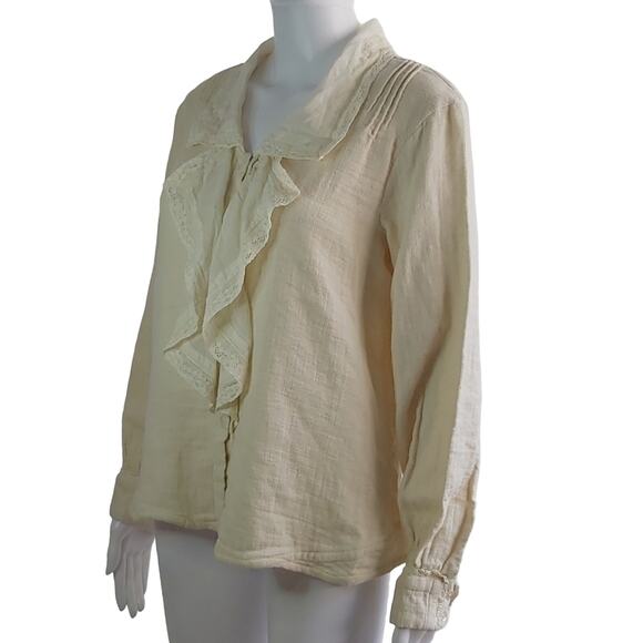 Hopeless Romantic Victoria Trading Co. Cotton Gauze Ruffle Blouse Size Medium - Picture 2 of 12